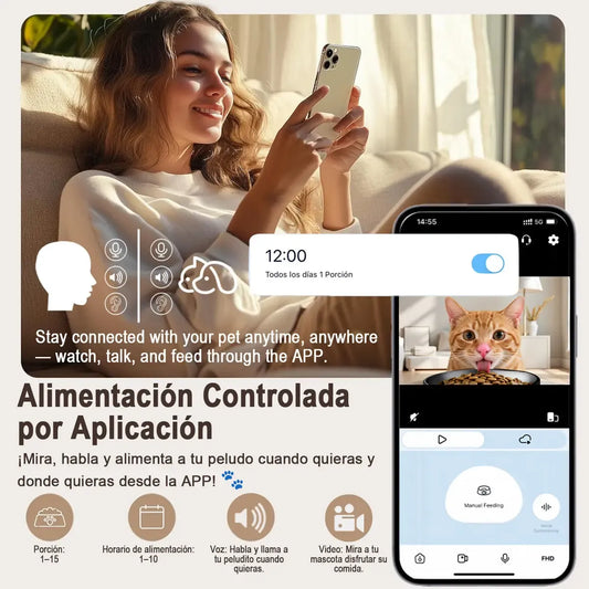 Alimentador Automático Inteligente 4L con Cámara HD y Control Wifi