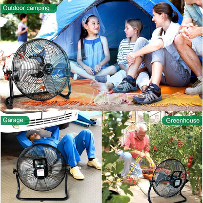 Ventilador Solar Recargable 12" con Carga Doble y Silencio Ideal para Exterior - Metacompras