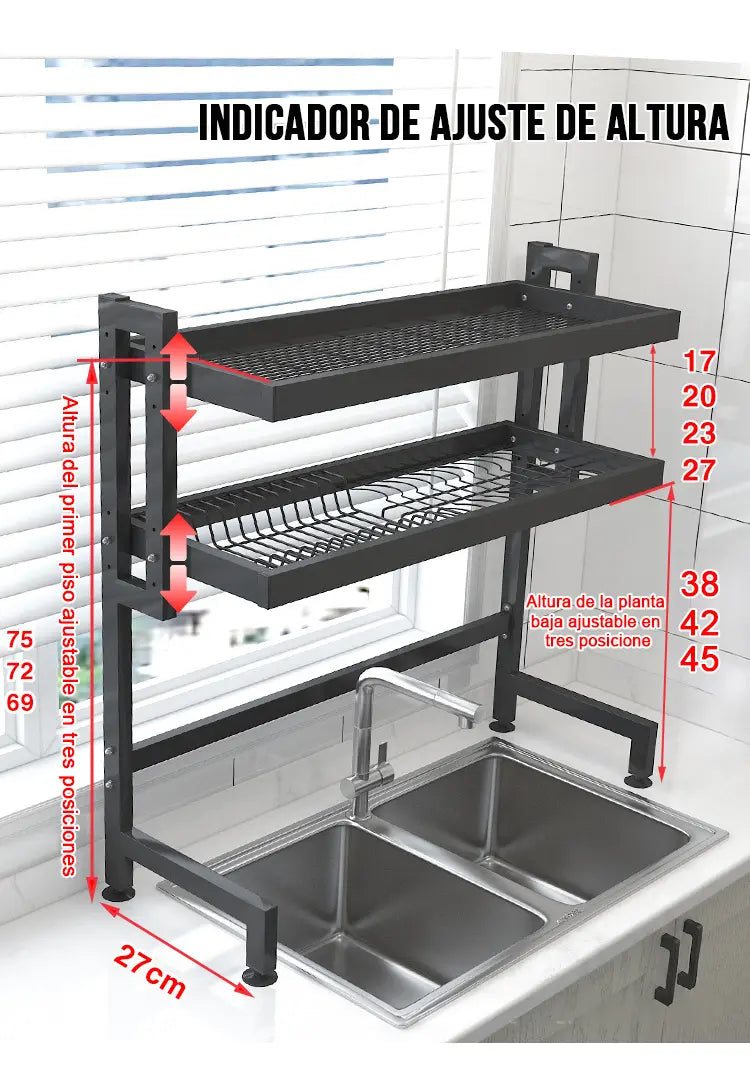 Escurridor de Platos de Acero Inoxidable para Fregadero - Ahorra Espacio