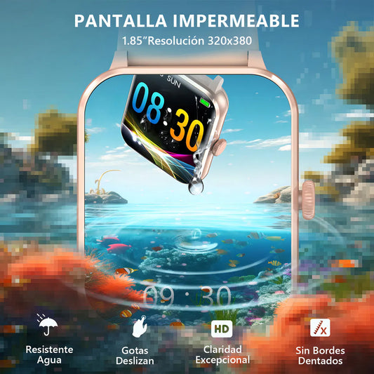 Reloj Inteligente Deportivo con Notificaciones y Marco de Metal Rosa - Metacompras