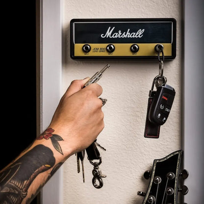 Amplifier-Style Wall Key Holder with Rocker Keychains