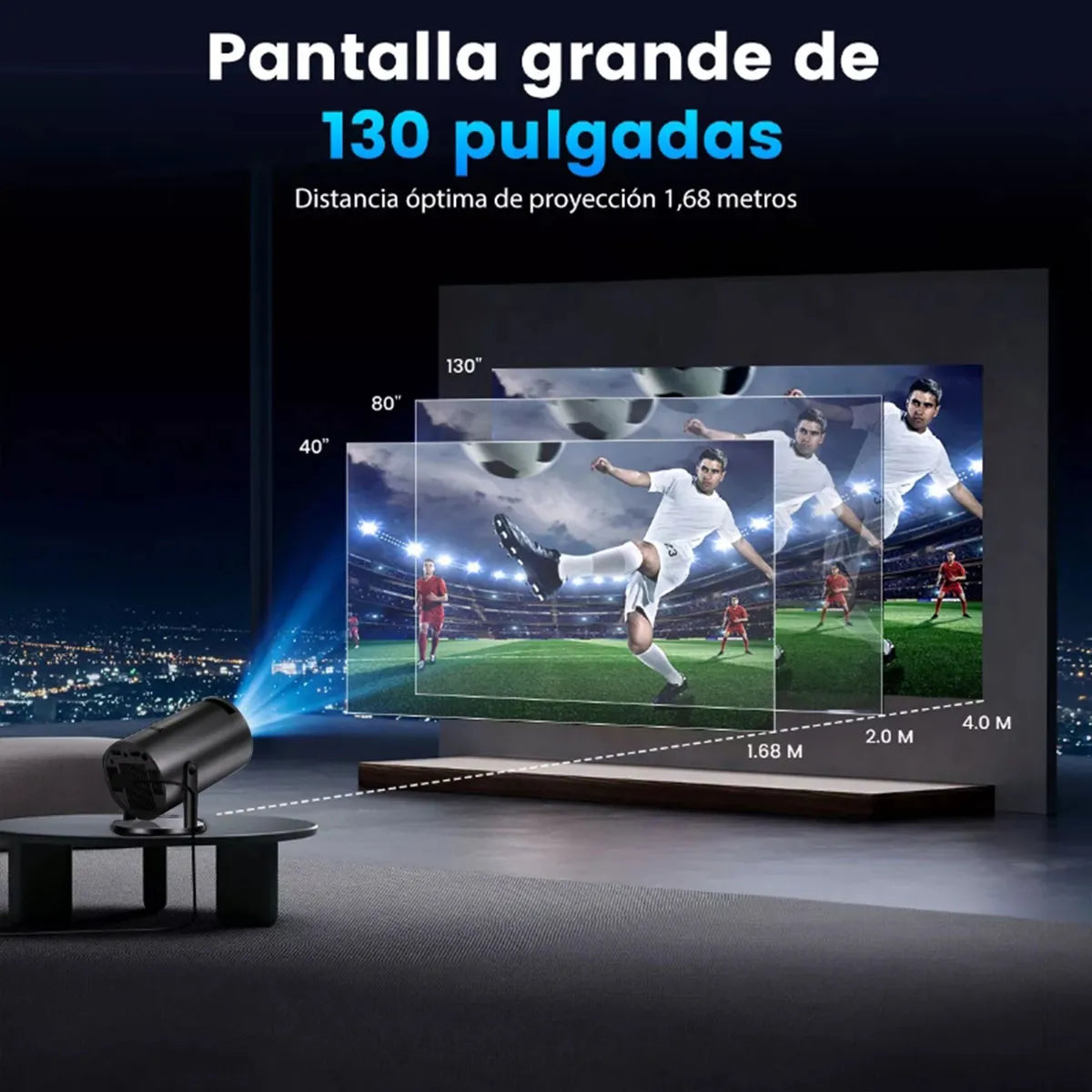 Proyector LED Mini Portátil 1080p HD con Wifi y Bluetooth Compacto