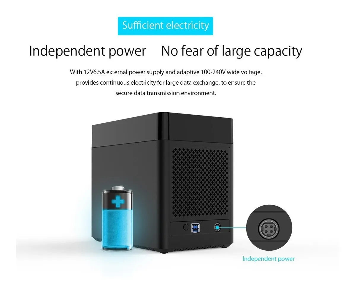 Caja para Discos Duros 5 Bahías USB 3.0 3.5" Capacidad 32TB - Metacompras