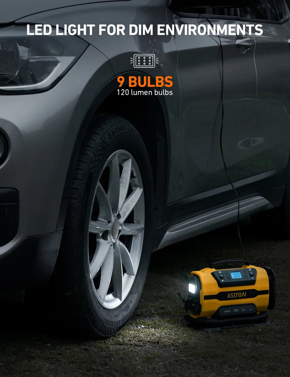 Compresor de Aire Portátil 160 Psi con Medidor de Presión Dual 12V y 110V - Metacompras