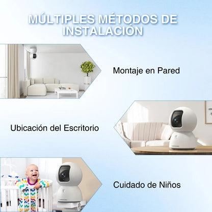 Cámara de Seguridad Wifi 5G 5MP con Batería para Bebés 360° - Metacompras
