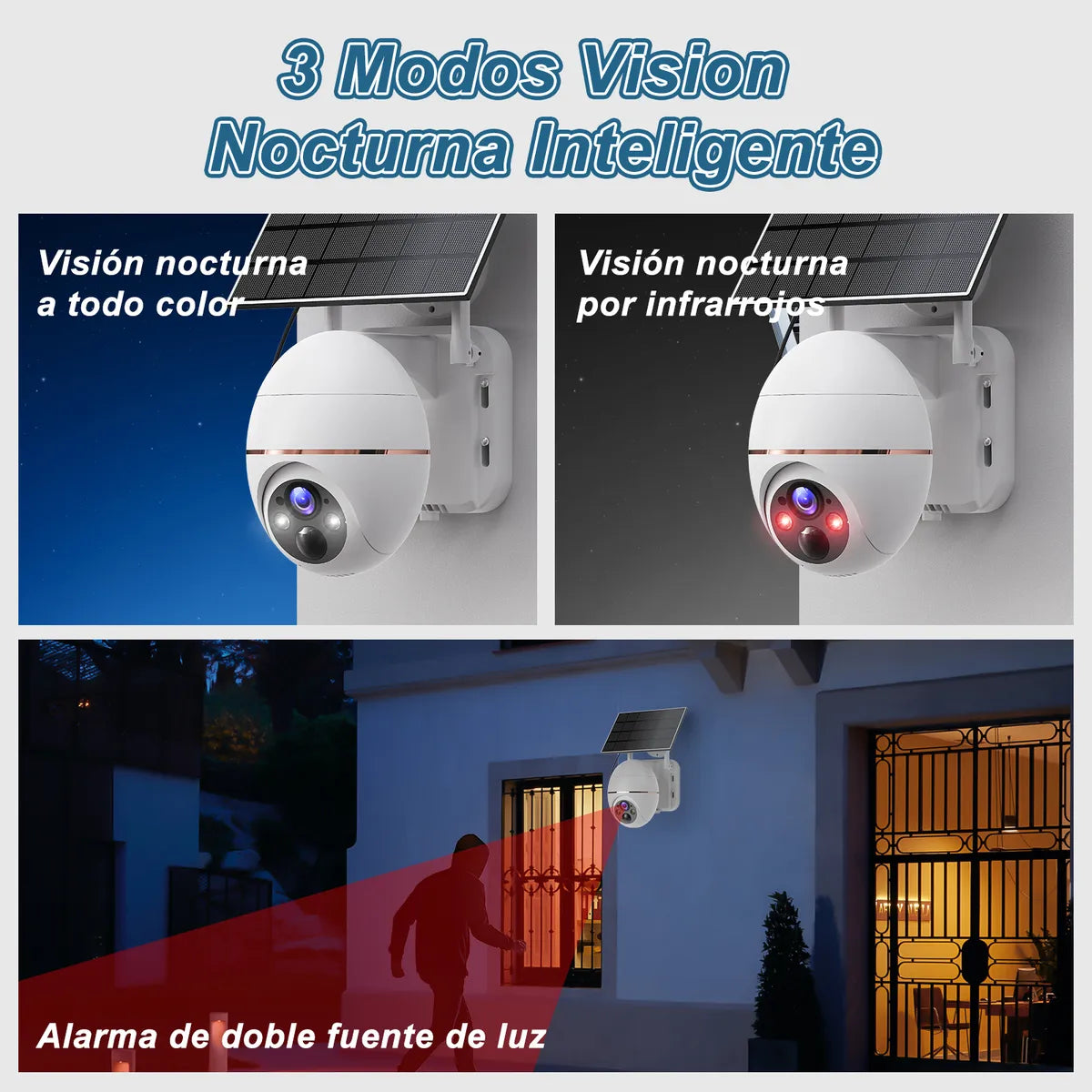 Cámara de Seguridad Wifi Exterior 5MP HD con Visión Nocturna LED
