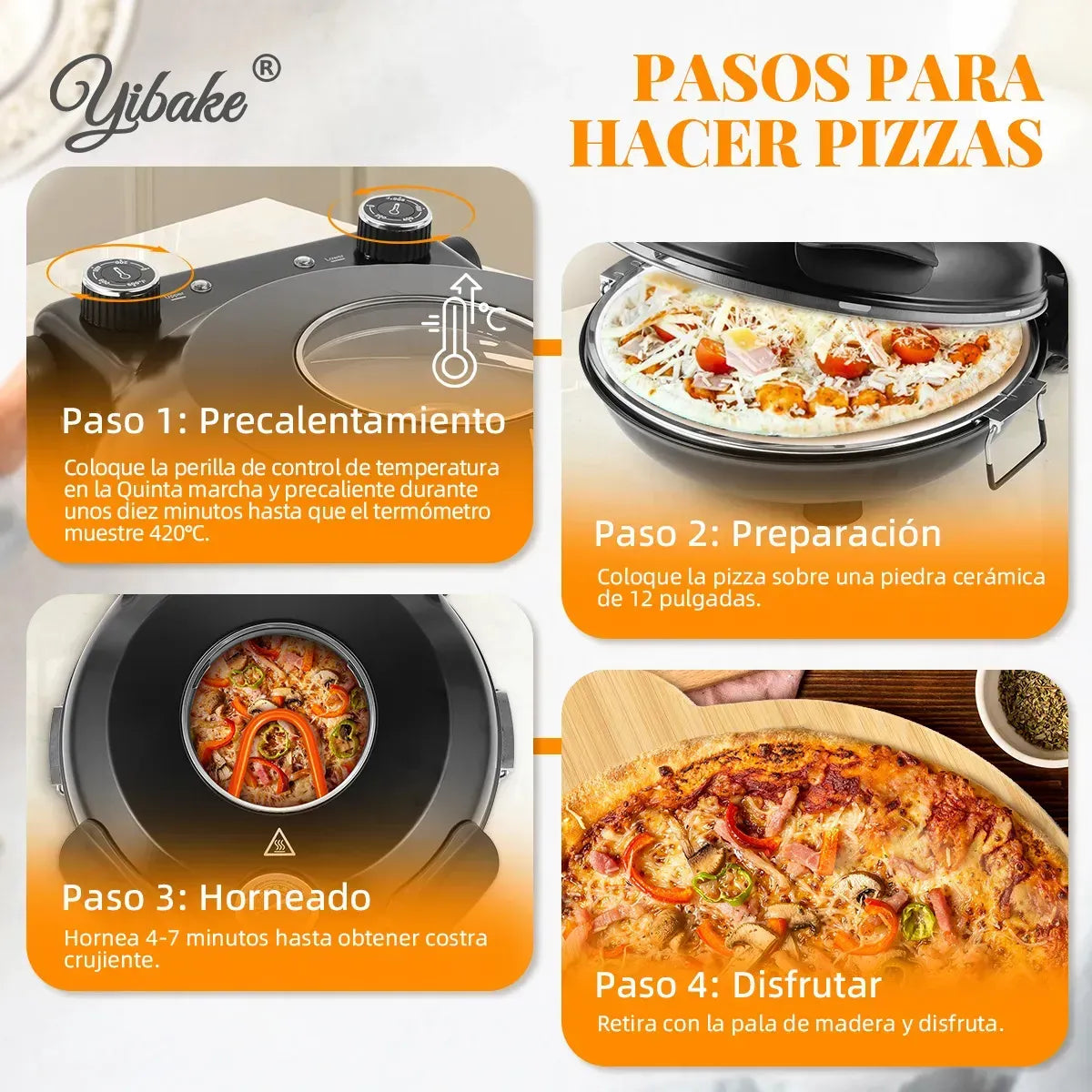Horno Eléctrico para Pizza con Doble Control de Temperatura y Piedra Cerámica