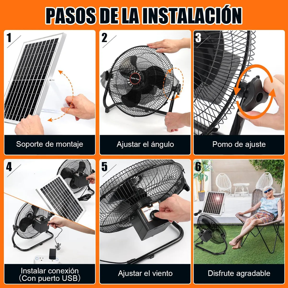 Ventilador Industrial Solar 10000 Mah 30.48 Cm Plástico Eficiente - Metacompras