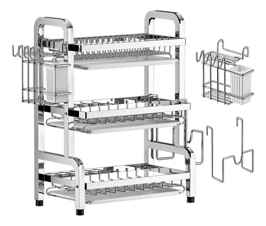 Escurridor de Trastes Multifuncional de 3 Niveles para Cocina