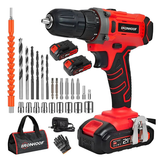 Taladro Atornillador Inalámbrico Destornillador Impacto 21 V Color Rojo - Metacompras