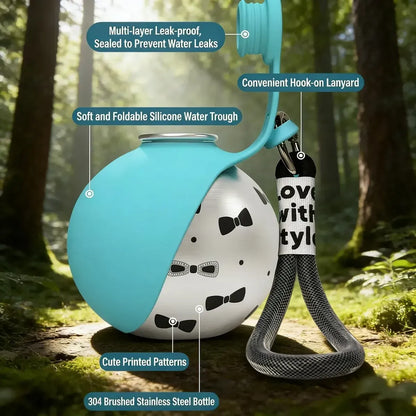 Botella de Agua Portátil 2en1 Plegable e Impermeable para Mascotas
