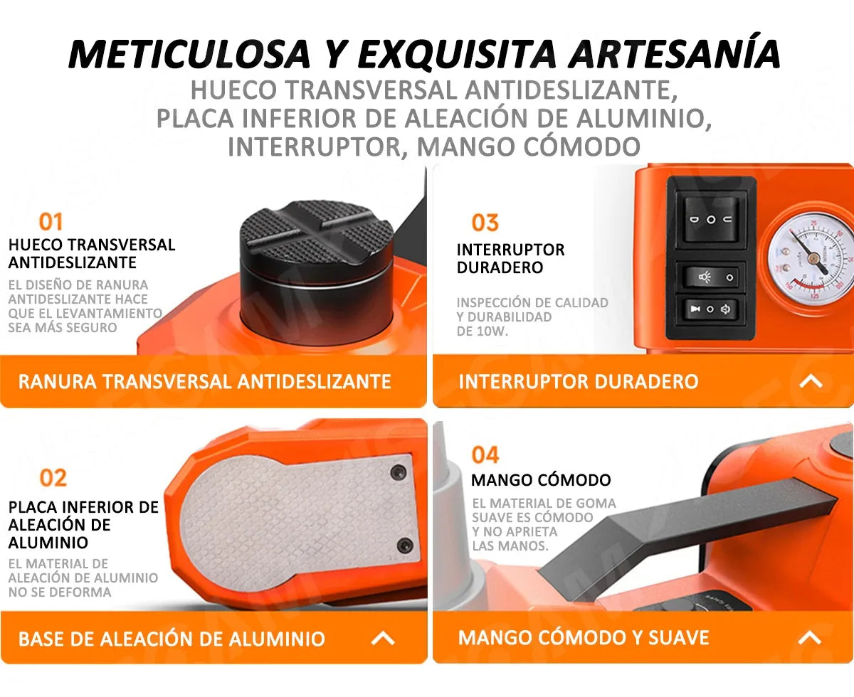 Gato Hidráulico Eléctrico 12v 5 Ton Kit Completo 5 en 1 para Automóviles