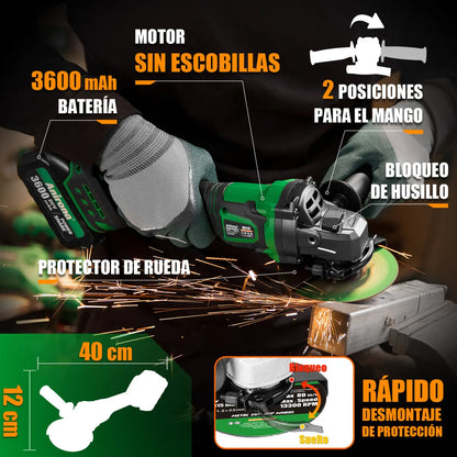 Esmeriladora Angular Inalámbrica 4-1/2 Sin Carbones para Mayor Libertad de Movimiento - Metacompras