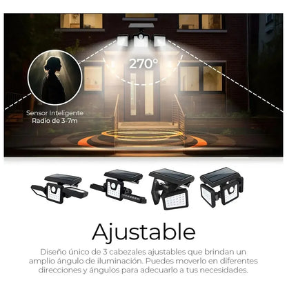 Kit de 2 Lámparas Solares LED para Paredes Exteriores con Sensor