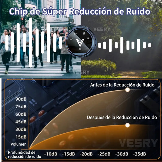 Micrófono Lavalier Inalámbrico Dual con Reducción de Ruido y Estuche de Carga