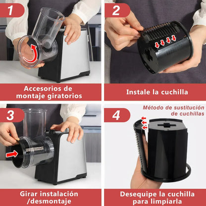 Rallador Eléctrico 5 en 1 de Acero Inoxidable para Cortar Verduras
