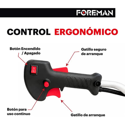 Desbrozadora Gasolina 52cc 2.5hp con Accesorios para Jardín Cuidados