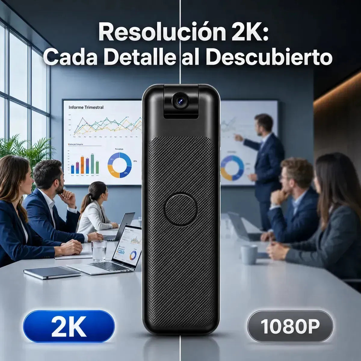 Cámara Espía 2K WiFi con Visión Nocturna y Sensor de Movimiento