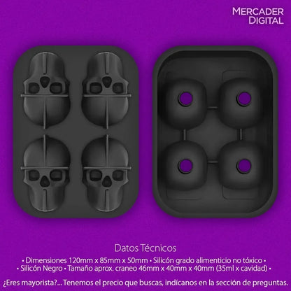 Skull-Shaped Silicone Ice Mold - Reusable and Practical