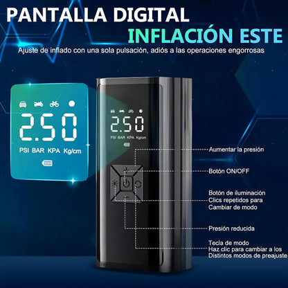 Compresor de Aire Portátil 150 Psi, Inflador Rápido para Llantas