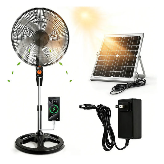 Ventilador Solar Recargable 20000mAh Silencioso y Potente