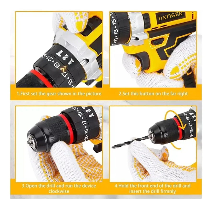 Kit Completo de Taladro Inalámbrico 21V con Impacto y 2 Baterías - Metacompras