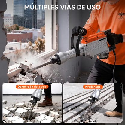 Martillo Demoledor de Concreto 3650W con Mango Ergonómico y Velocidad Variable