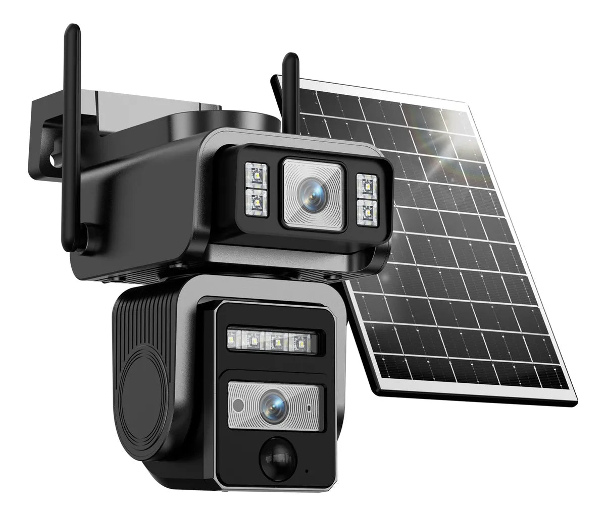 Cámara Solar Doble Lente 1080mp para Vigilancia al Aire Libre - Metacompras