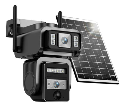 Cámara Solar Doble Lente 1080mp para Vigilancia al Aire Libre - Metacompras