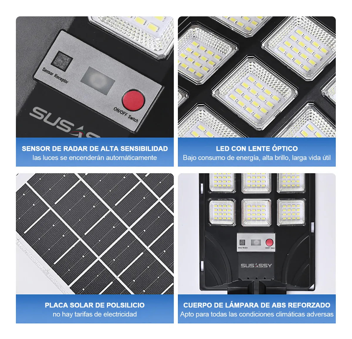 Lámparas Led Solares para Jardín - Estructura Negra - Metacompras