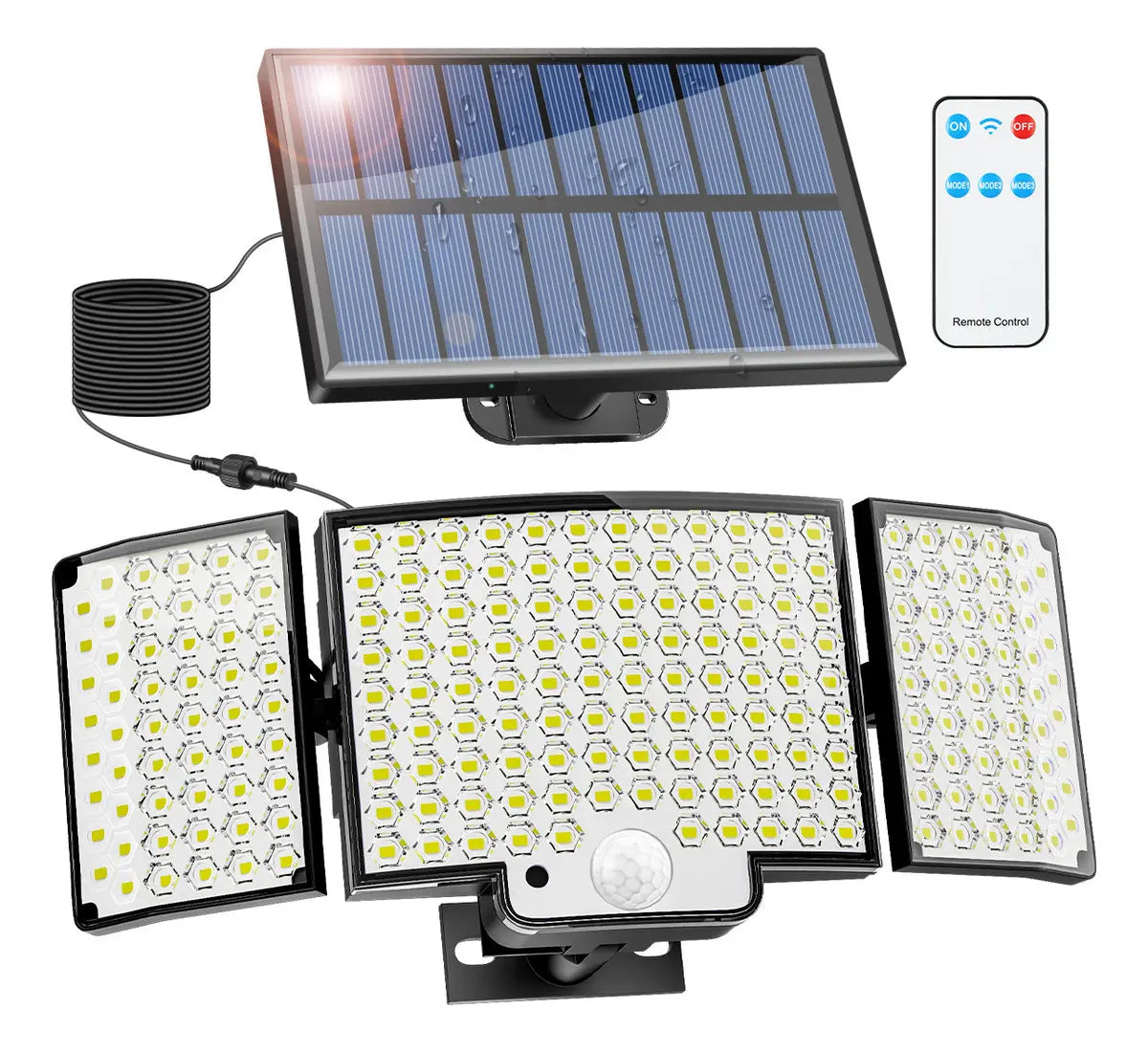 Lámpara Solar LED para Jardín con Sensor de Movimiento y Luz Fría