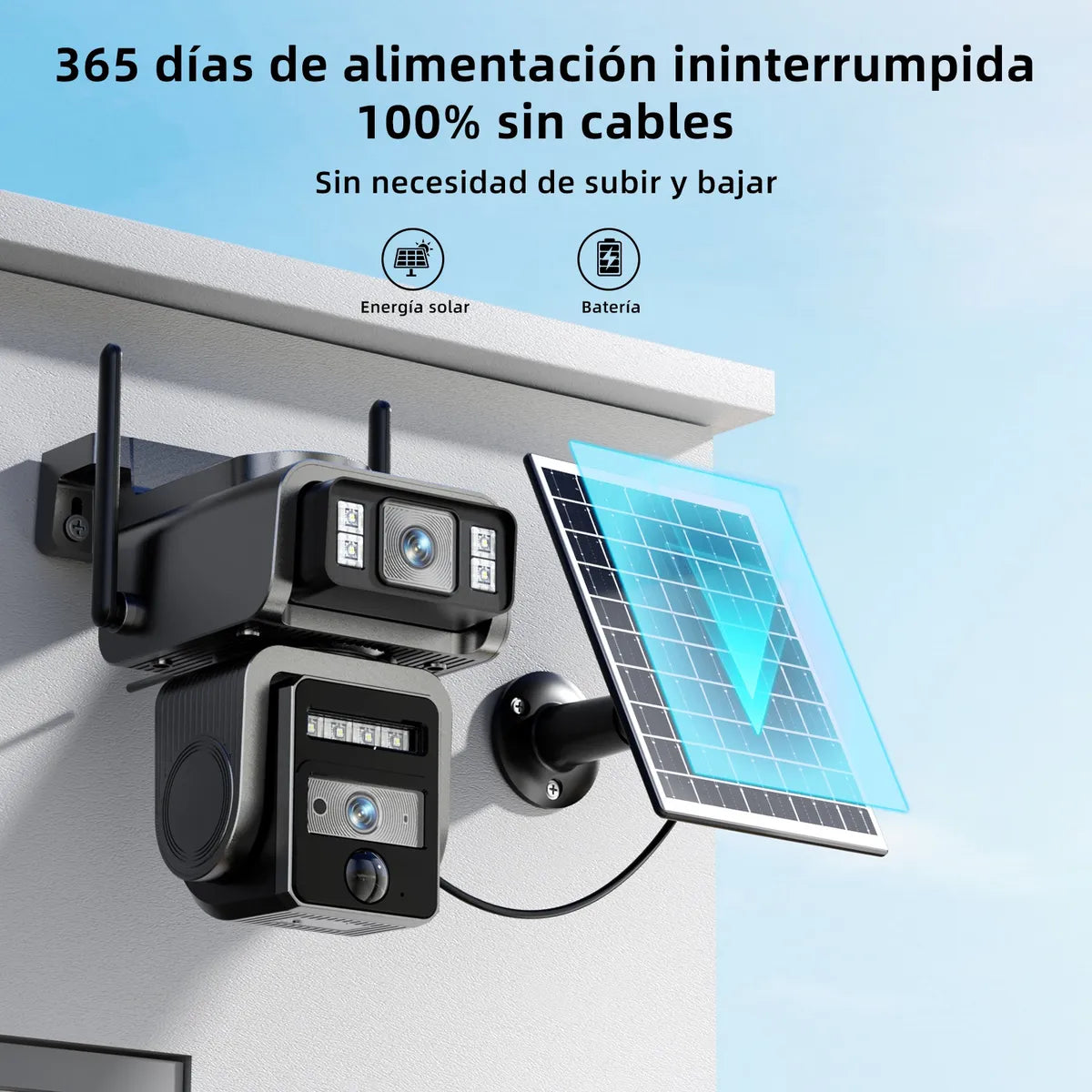Cámara Solar Doble Lente 1080mp para Vigilancia al Aire Libre - Metacompras