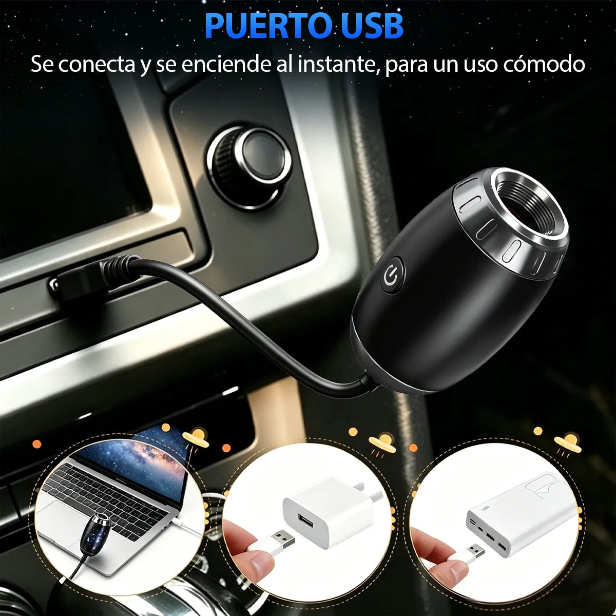 Proyector de Estrellas Luz Nocturna USB para Crear Ambientes Mágicos
