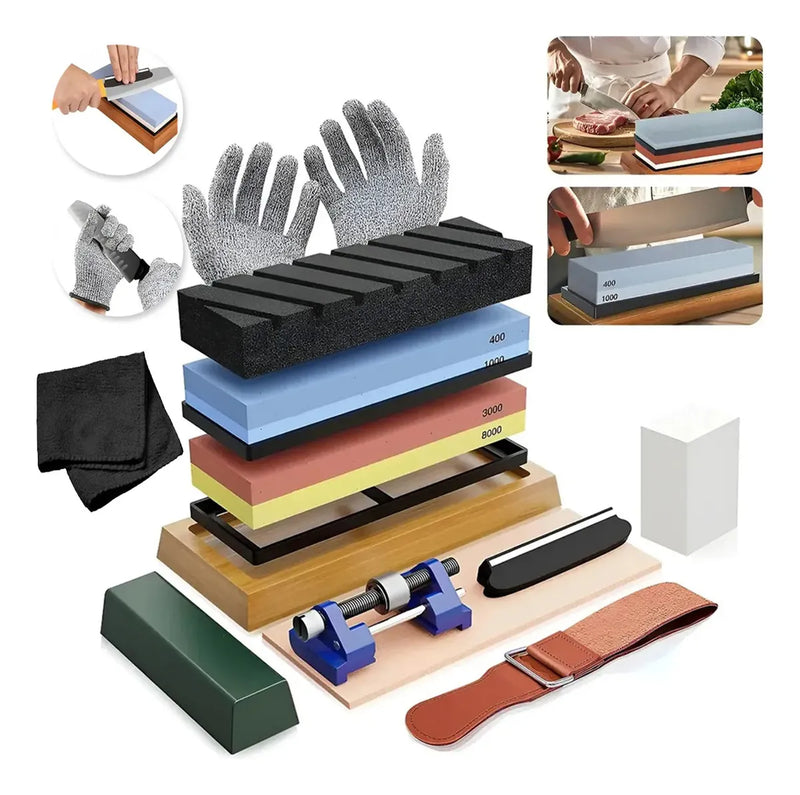 Juego de 13 Piedras de Afilar Profesionales para Cuchillos Doble Cara