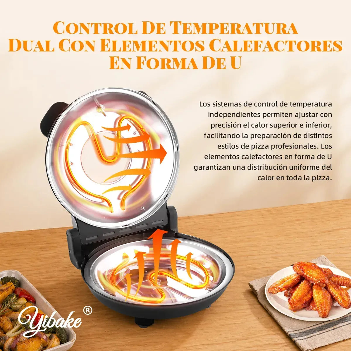 Horno Eléctrico para Pizza con Doble Control de Temperatura y Piedra Cerámica