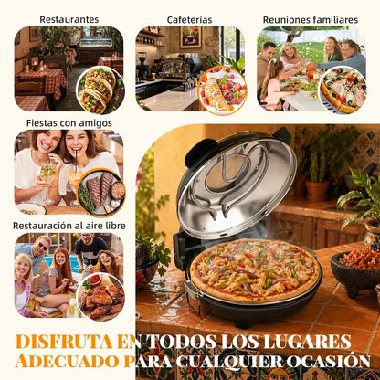 Horno Eléctrico para Pizza con Doble Control de Temperatura y Piedra Cerámica