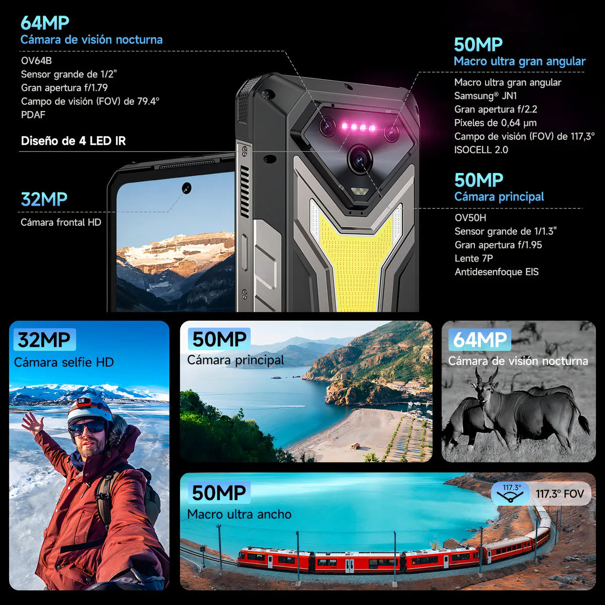 Celular 5G Robusto con Proyector AI y Gran Batería de 25500 mAh - Metacompras