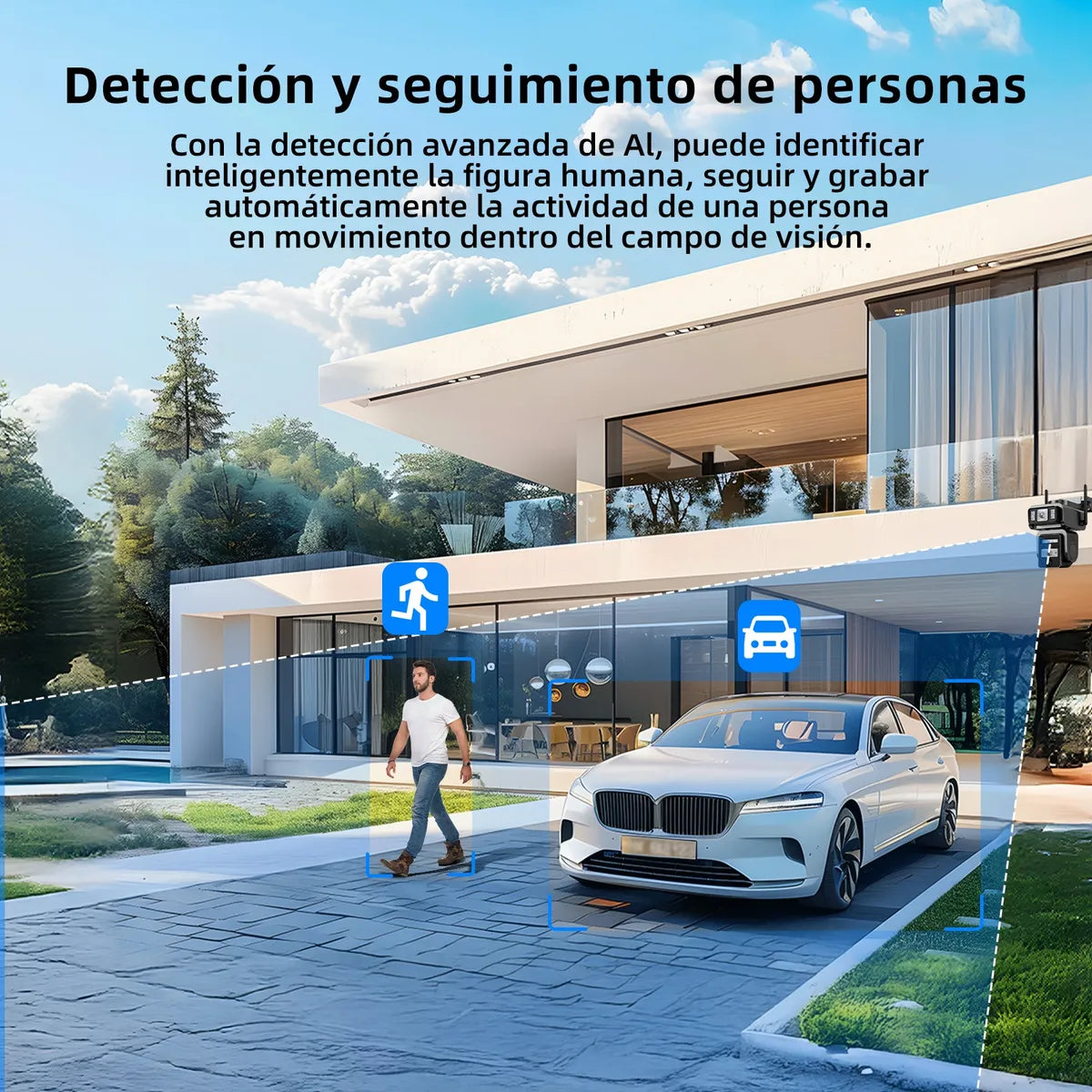 Cámara Solar Doble Lente 1080mp para Vigilancia al Aire Libre - Metacompras