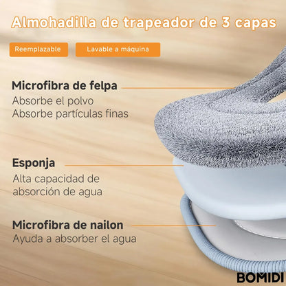 Trapeador Giratorio de Microfibra con Cubeta Doble y Mango Ajustable