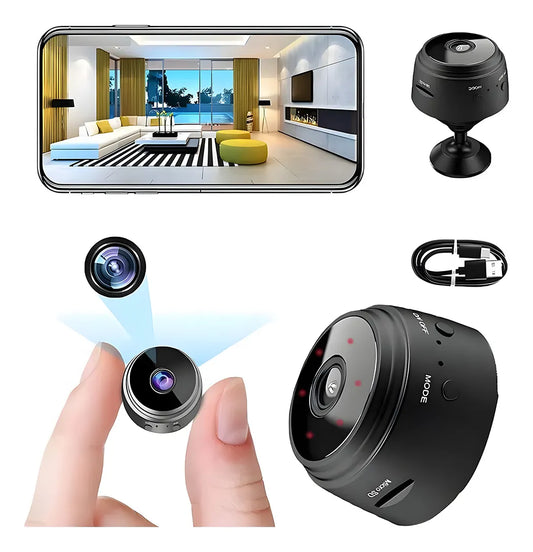 Cámara WiFi A9 HD1080P portátil con visión nocturna y transmisión en vivo - Metacompras