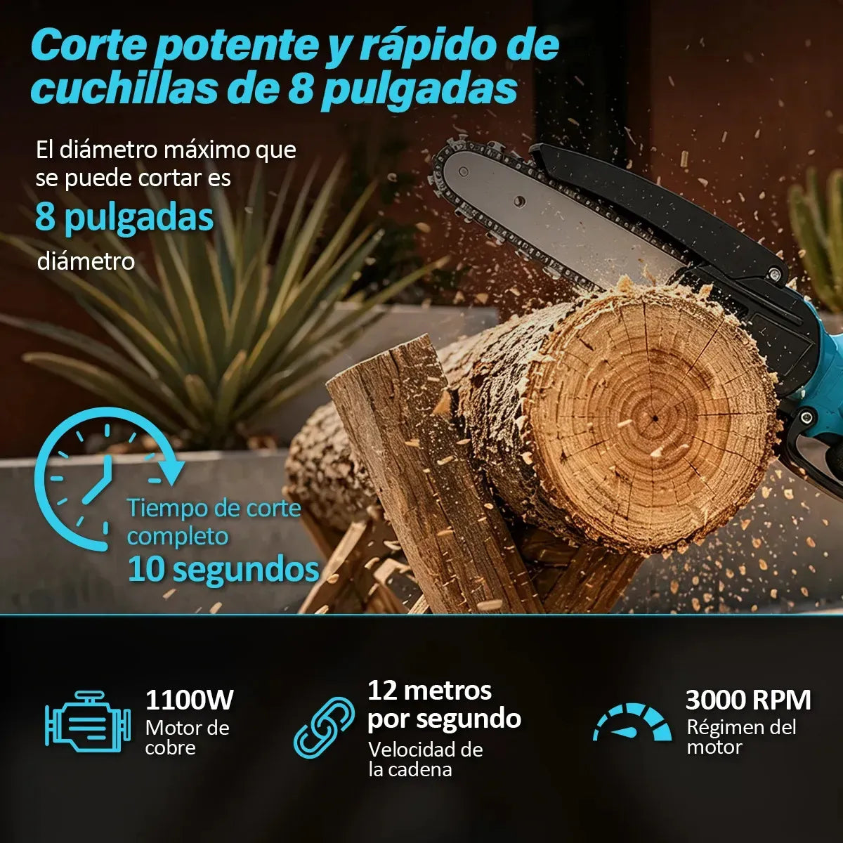 Motosierra y Tijera Eléctrica para Poda de Altura con Baterías y Barra Telescópica