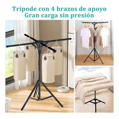 Tendedero Plegable Interactivo con Altura Ajustable y Diseño Compacto