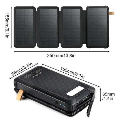 Power Bank Solar 30000mAh Portátil con 4 Páneles Solares - Metacompras