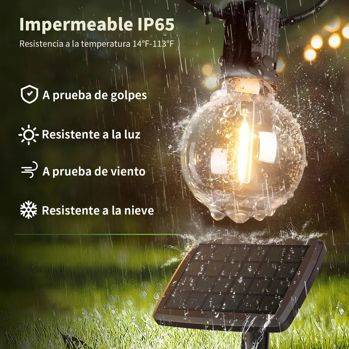 Lámpara Solar de Cuerda 20m con Mando a Distancia para Jardín - Metacompras