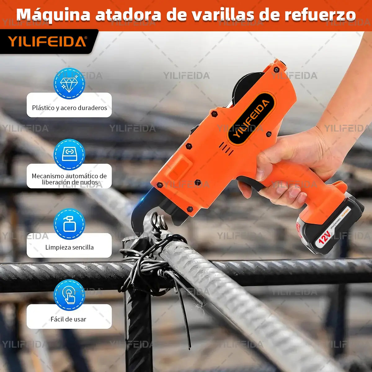 Máquina Atadora de Varillas de Refuerzo con Baterías Recargables