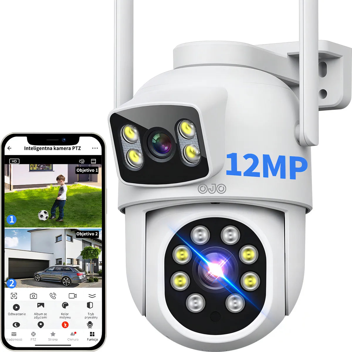 Cámara de Vigilancia Exterior 4K con Doble Pantalla 8MP