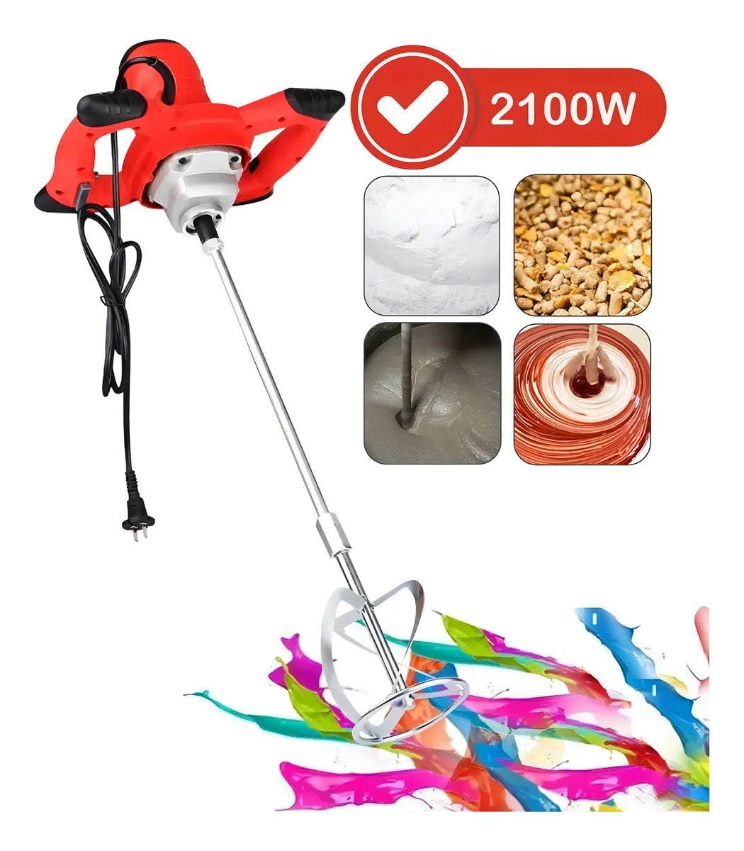 Mezcladora Eléctrica 2100W 6 Velocidades Ideal para Pintura y Cemento - Metacompras