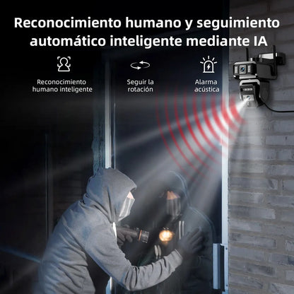 Cámara Solar Doble Lente 1080mp para Vigilancia al Aire Libre - Metacompras