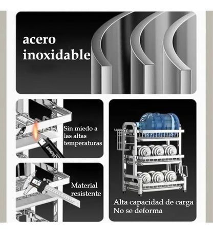 Escurridor de Trastes Multifuncional de 3 Niveles para Cocina