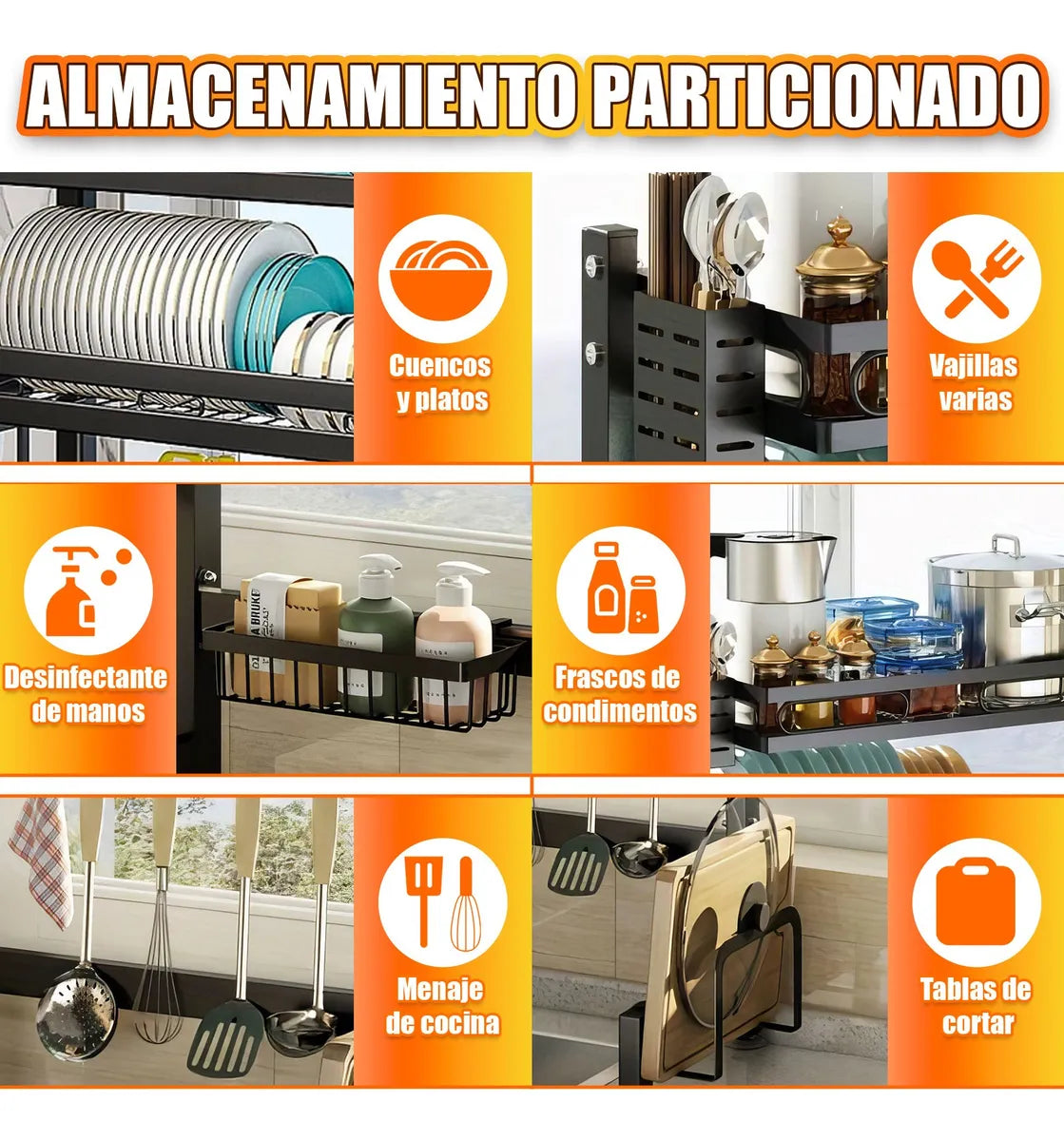 Escurridor de Trastes Negro de 2 Niveles para Fregadero Compacto - Metacompras